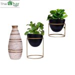 Metal Plant Pot with Stand ((Set of 2)
