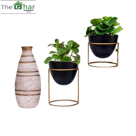 Metal Plant Pot with Stand ((Set of 2)