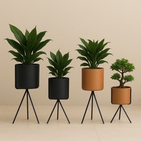 Cylindrical Planter with Stand ( Set of 2)