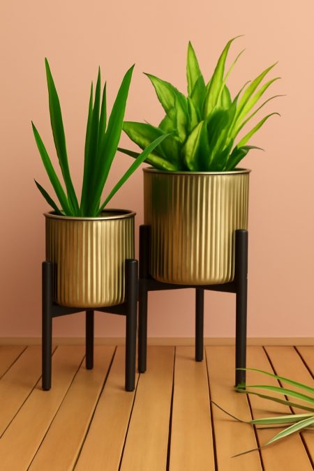 Elegant Brass Metal Planter ( Set of 2)